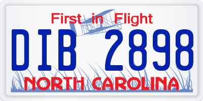 NC license plate DIB2898
