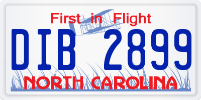 NC license plate DIB2899