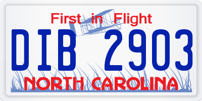 NC license plate DIB2903