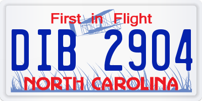 NC license plate DIB2904