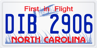 NC license plate DIB2906