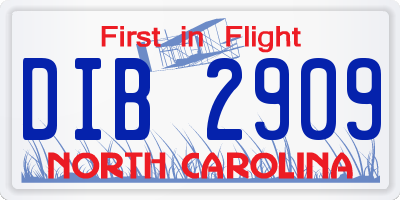 NC license plate DIB2909