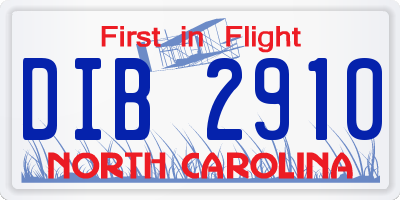 NC license plate DIB2910