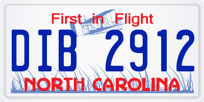 NC license plate DIB2912
