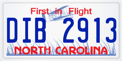 NC license plate DIB2913