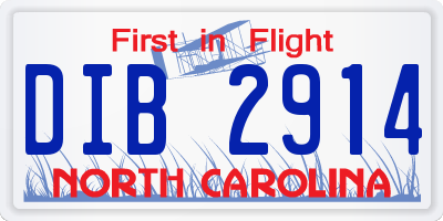 NC license plate DIB2914