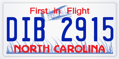 NC license plate DIB2915