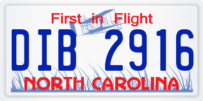 NC license plate DIB2916
