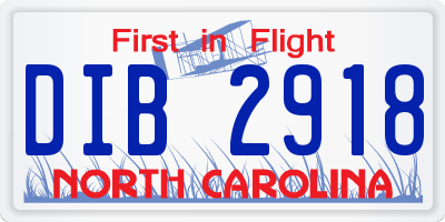 NC license plate DIB2918