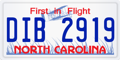 NC license plate DIB2919