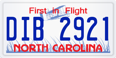 NC license plate DIB2921