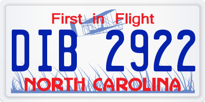 NC license plate DIB2922