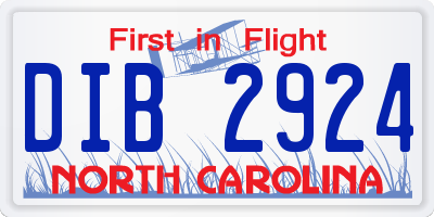 NC license plate DIB2924