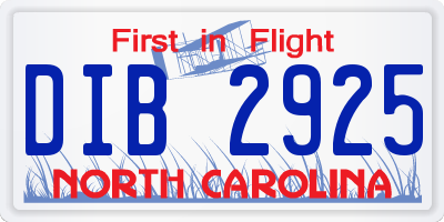 NC license plate DIB2925