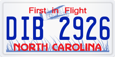 NC license plate DIB2926