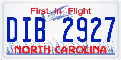 NC license plate DIB2927