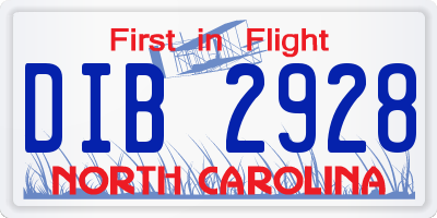 NC license plate DIB2928