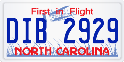 NC license plate DIB2929