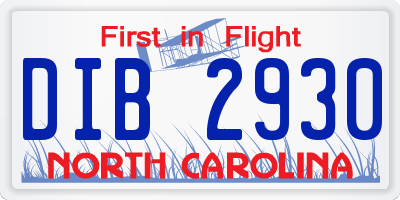 NC license plate DIB2930