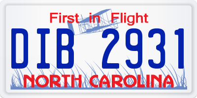 NC license plate DIB2931