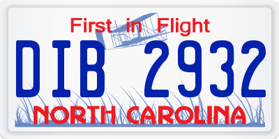 NC license plate DIB2932