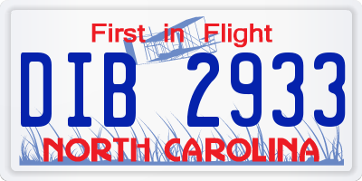 NC license plate DIB2933