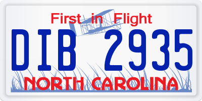 NC license plate DIB2935