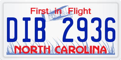 NC license plate DIB2936