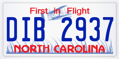 NC license plate DIB2937