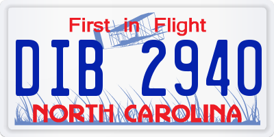 NC license plate DIB2940