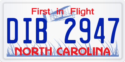 NC license plate DIB2947
