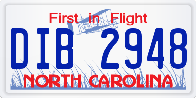 NC license plate DIB2948
