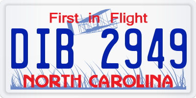 NC license plate DIB2949