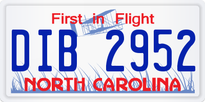 NC license plate DIB2952