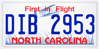 NC license plate DIB2953