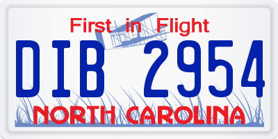 NC license plate DIB2954