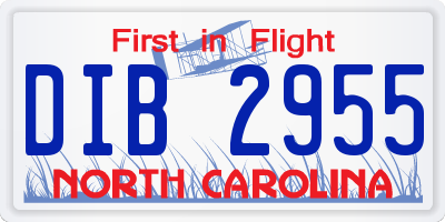 NC license plate DIB2955