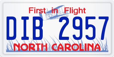 NC license plate DIB2957