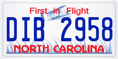 NC license plate DIB2958