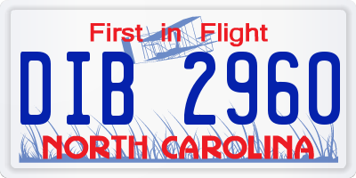 NC license plate DIB2960
