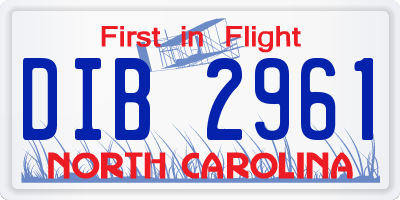 NC license plate DIB2961