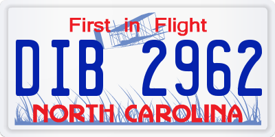 NC license plate DIB2962
