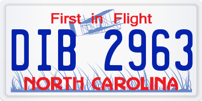 NC license plate DIB2963
