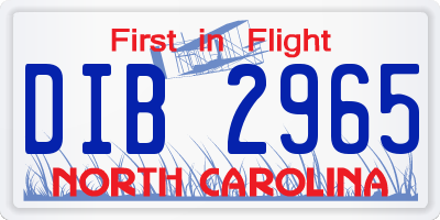 NC license plate DIB2965