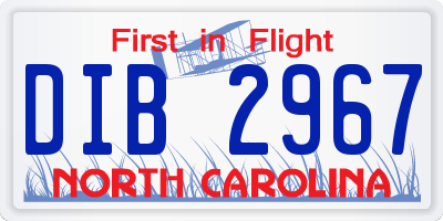 NC license plate DIB2967