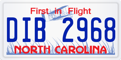 NC license plate DIB2968