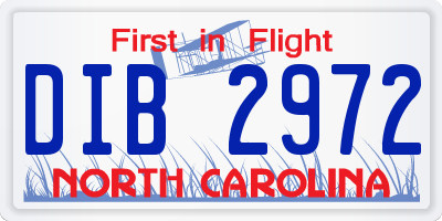 NC license plate DIB2972