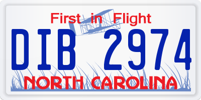 NC license plate DIB2974
