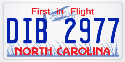 NC license plate DIB2977