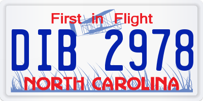 NC license plate DIB2978